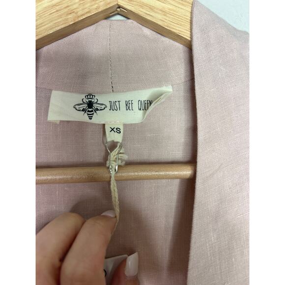 NWT Just Bee Queen Front Tie Puff Sleeve Kali Top Dusty Rose Size: XS - Picture 5 of 7